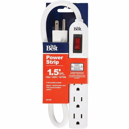 ALL-SOURCE 4-Outlet White Power Strip with 1-1/2 Ft. Cord LTS-4